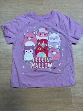 Squishmallows Feelin' Mallow Lilac Graphic Girls XS 4/5 Tee